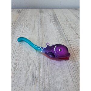 Vintage inge glas fish whale colorful green purple glitter ornament‎ unique Xmas